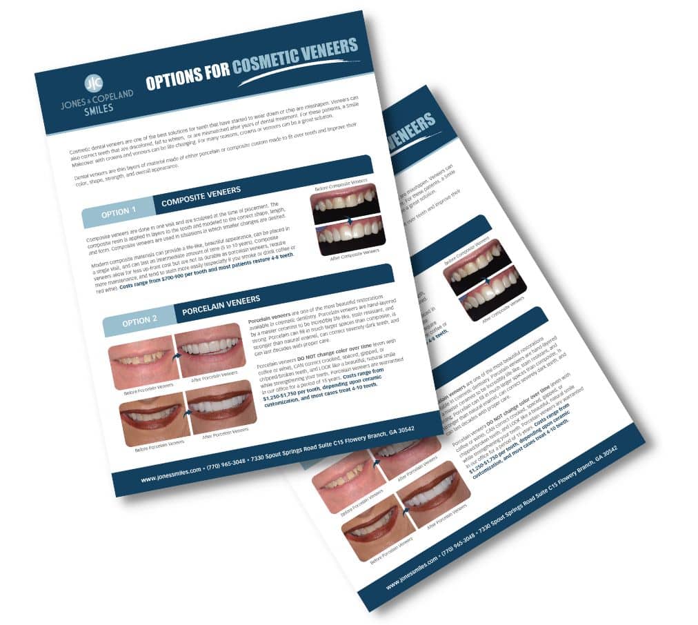 Jones smiles cosmetic veneers sheet