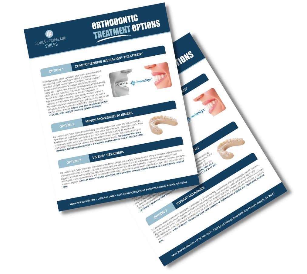 Jones smiles invisalign orthodontic options sheet